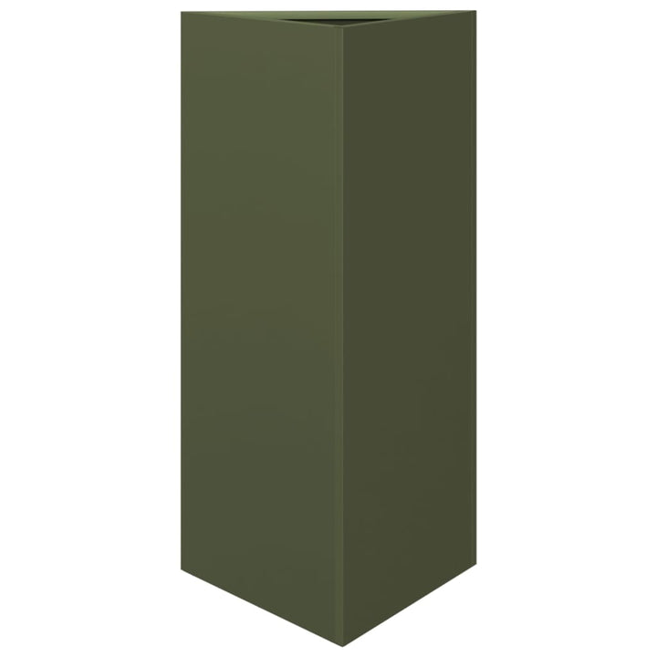 plantekasser 2 stk. 40x34,5x75 cm trekantet stål olivengrøn
