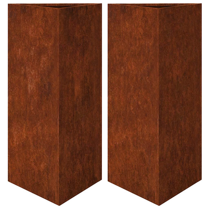 plantekasser 2stk. 40x34,5x75 cm trekantet vejrbestandigt stål