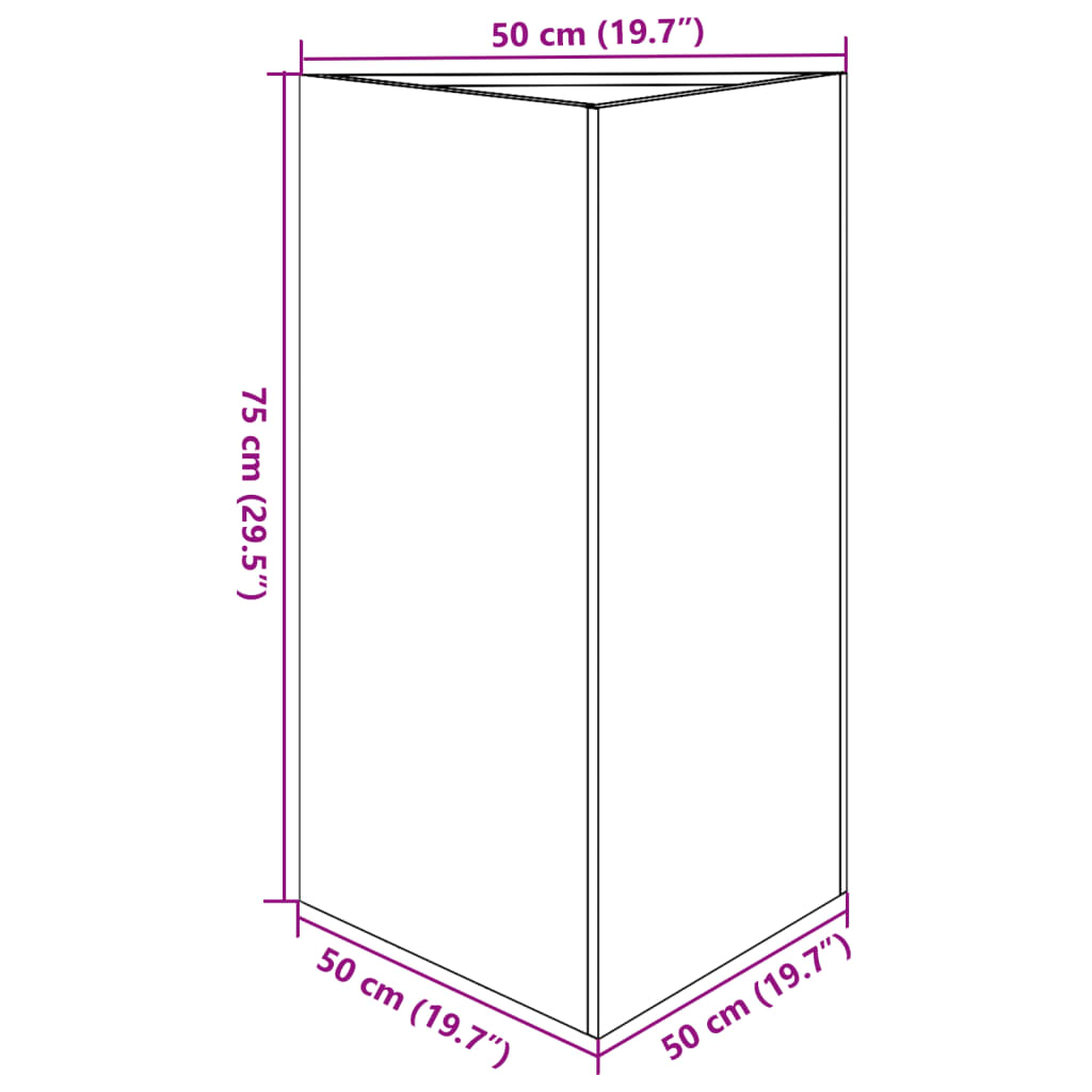 plantekrukke 50x43x75 cm trekantet stål hvid