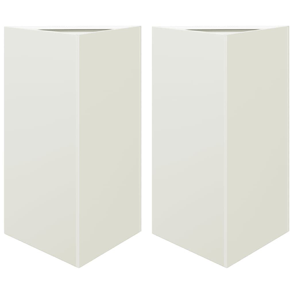 plantekasser 2 stk. 50x43x75 cm trekantet stål hvid