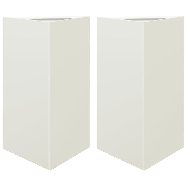 plantekasser 2 stk. 50x43x75 cm trekantet stål hvid