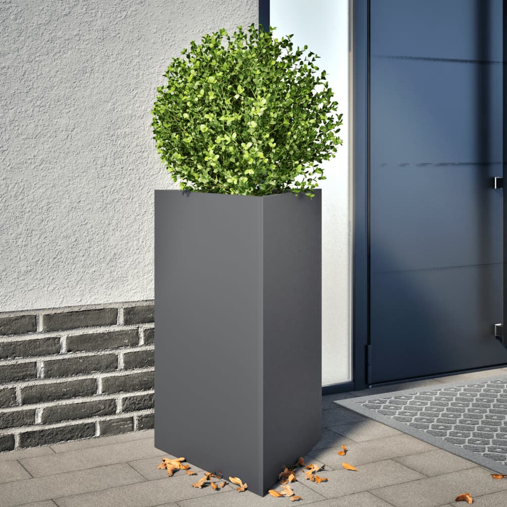 plantekasser 2 stk. 50x43x75 cm trekantet stål antracitgrå