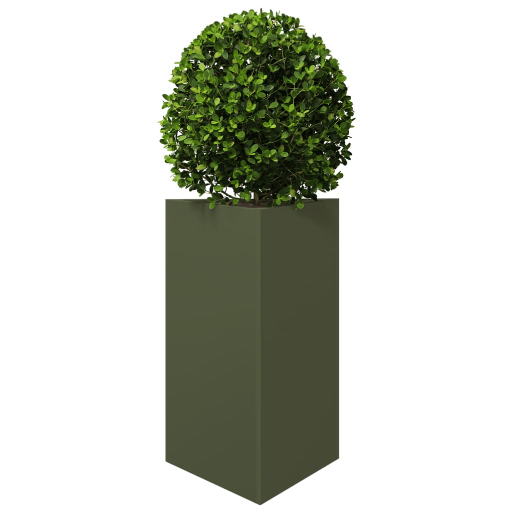 plantekasser 2 stk. 50x43x75 cm trekantet stål olivengrøn