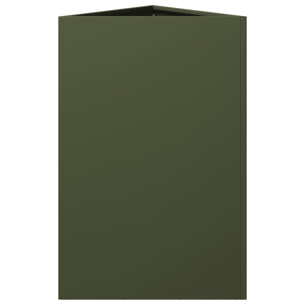 plantekasser 2 stk. 50x43x75 cm trekantet stål olivengrøn