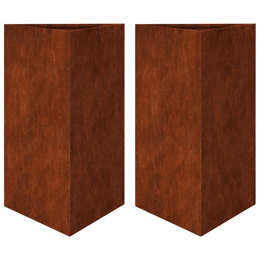 Havekrukker 2 stk Trekantet 50x43x75 cm Forvitringsstål