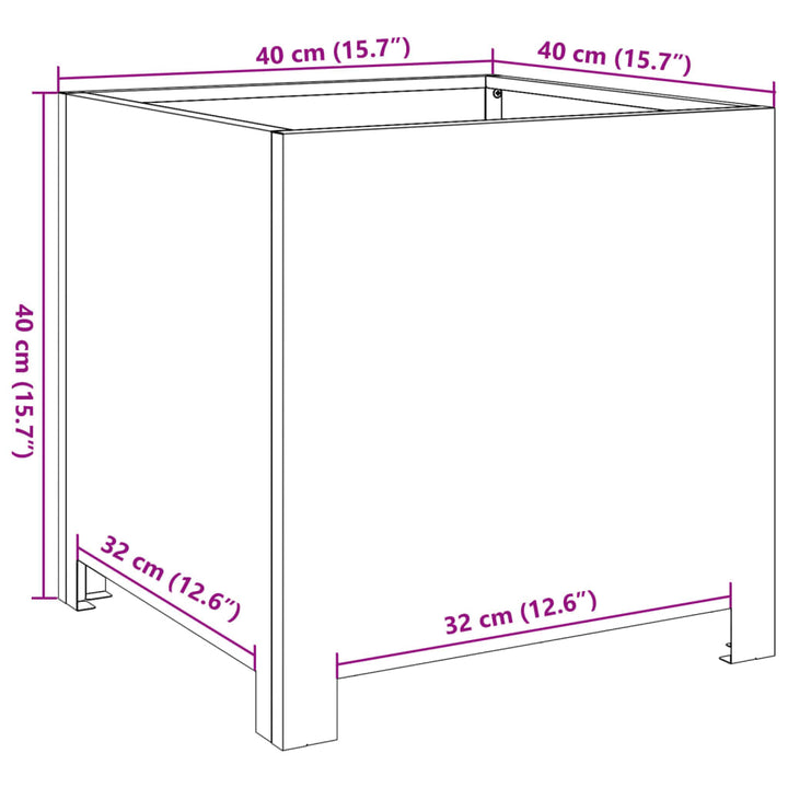 plantekrukke 40x40x40 cm stål sort