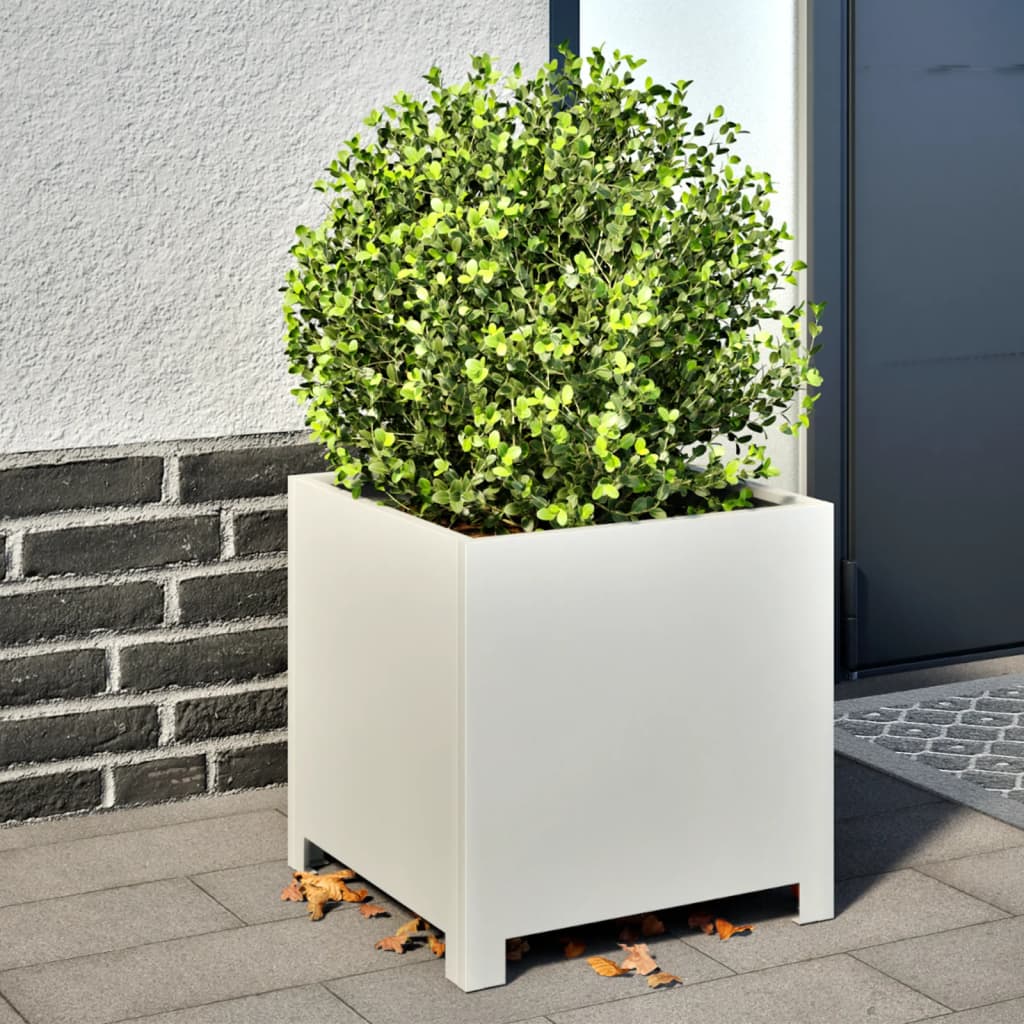 plantekrukker 2 stk. 40x40x40 cm stål hvid