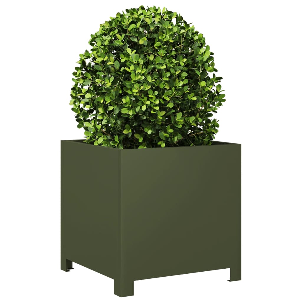 plantekrukker 2 stk. 40x40x40 cm stål olivengrøn