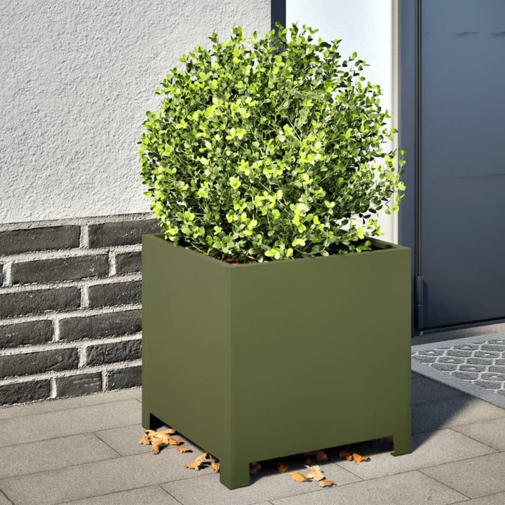 plantekrukker 2 stk. 40x40x40 cm stål olivengrøn