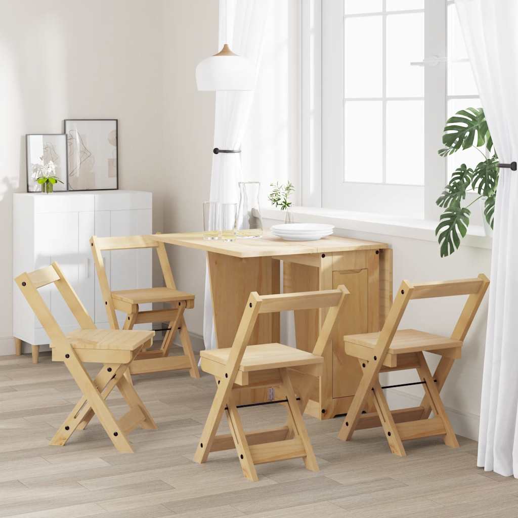 spisebordsstole 4 stk. Corona foldbare massivt fyrretræ brun