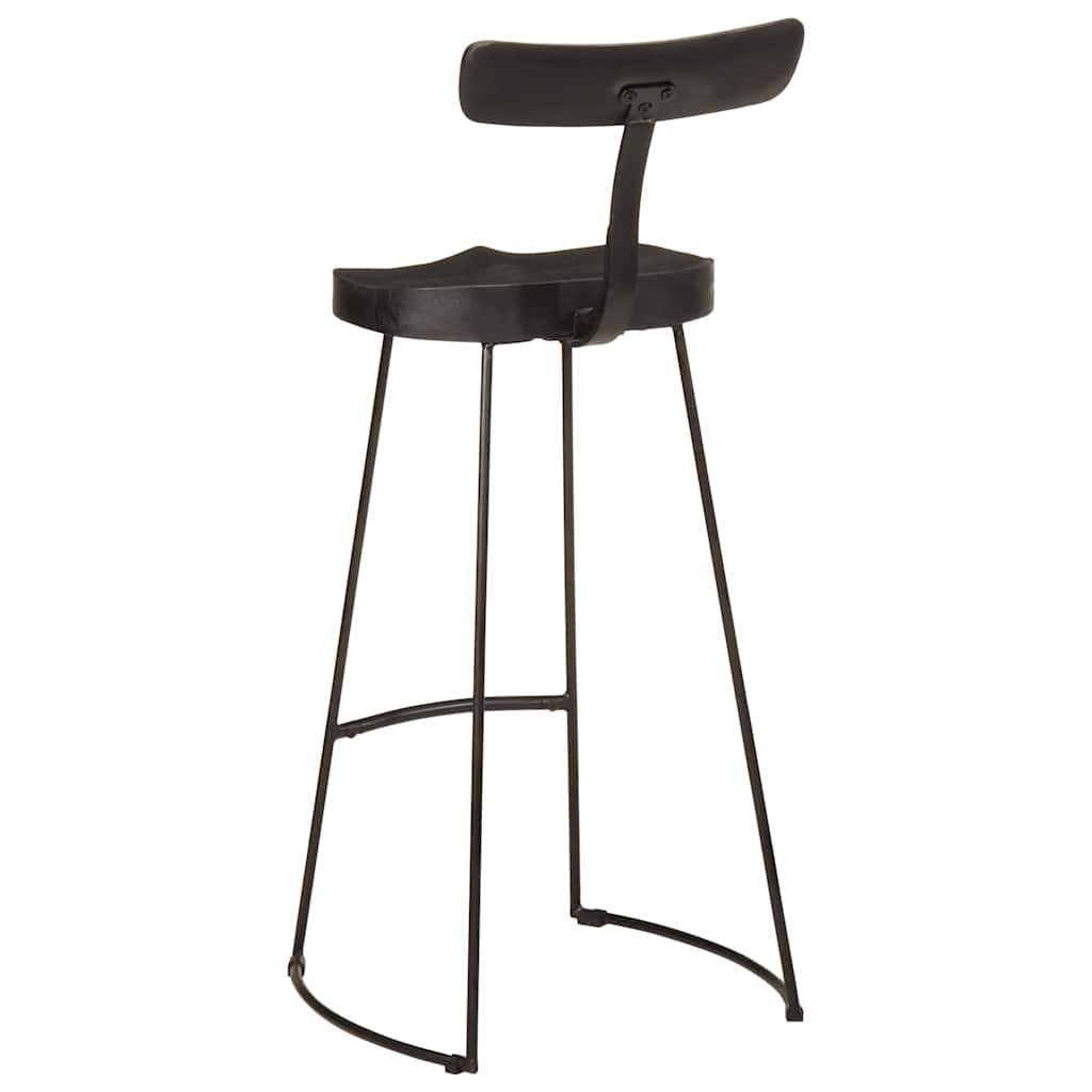 barstole 2 stk. 49x43x103 cm massivt mangotræ sort