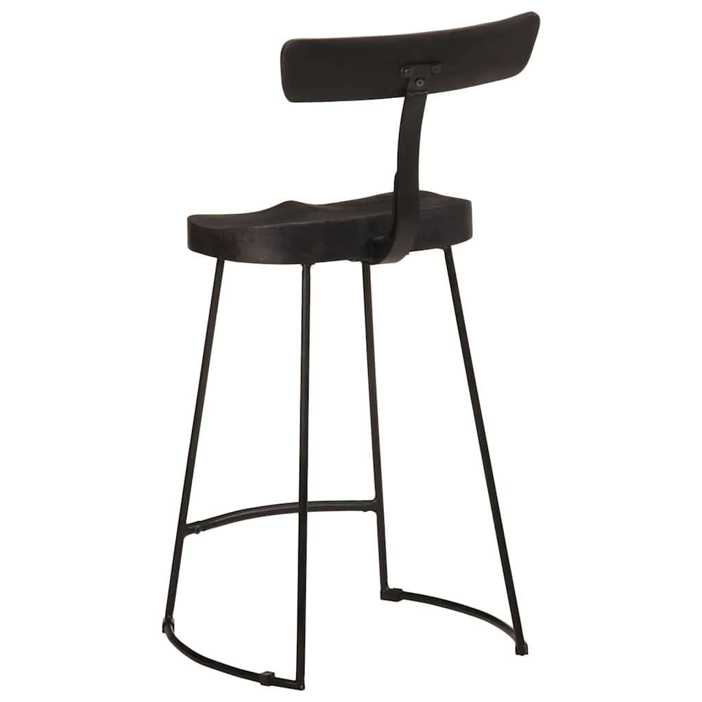 barstole 2 stk. 49x43x88 cm massivt mangotræ sort