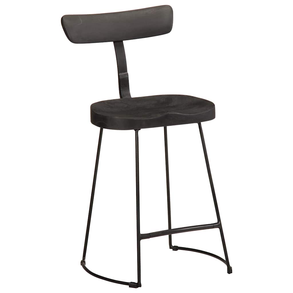 barstole 2 stk. 49x43x79 cm massivt mangotræ sort