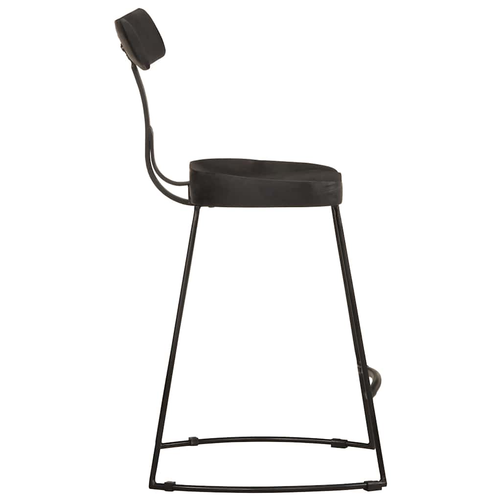 barstole 2 stk. 49x43x79 cm massivt mangotræ sort