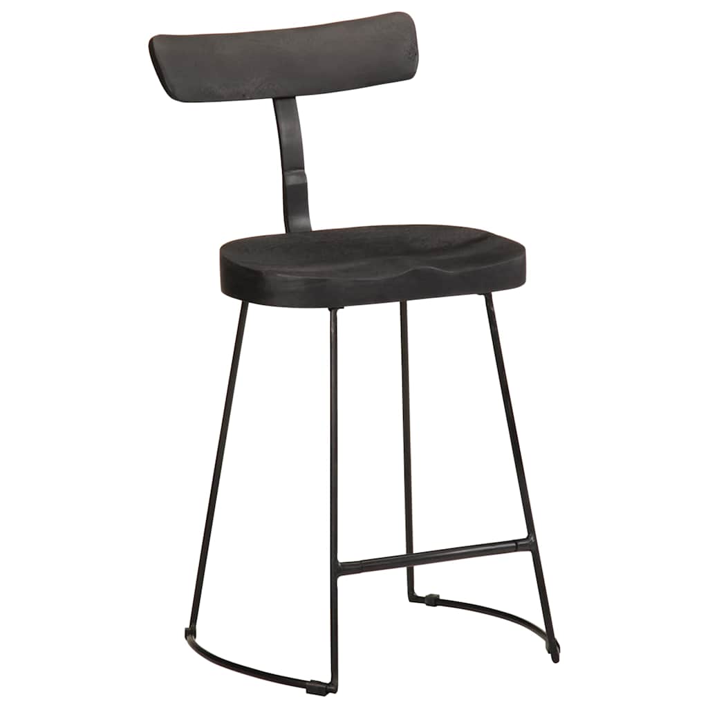 barstole 2 stk. 49x43x79 cm massivt mangotræ sort