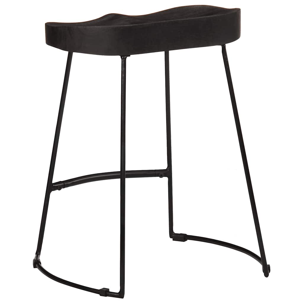 barstole 2 stk. 46x38x52 cm massivt mangotræ sort