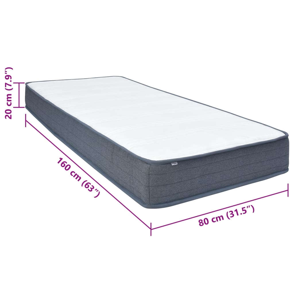 boxmadras 160x80x20 cm medium blød stof