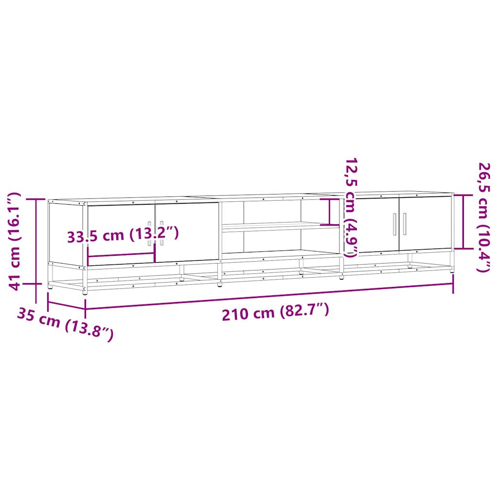 tv-bord 210x35x41 cm konstrueret træ sonoma-eg