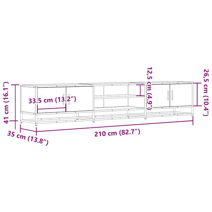 tv-bord 210x35x41 cm konstrueret træ sonoma-eg
