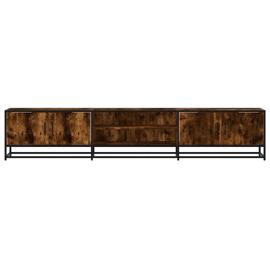 tv-bord 210x35x41 cm konstrueret træ røget egetræsfarve