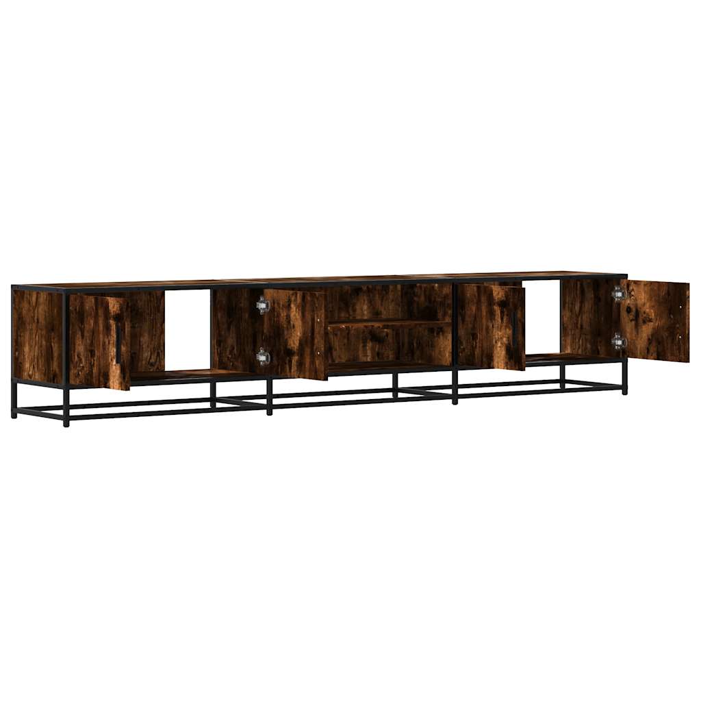 tv-bord 210x35x41 cm konstrueret træ røget egetræsfarve
