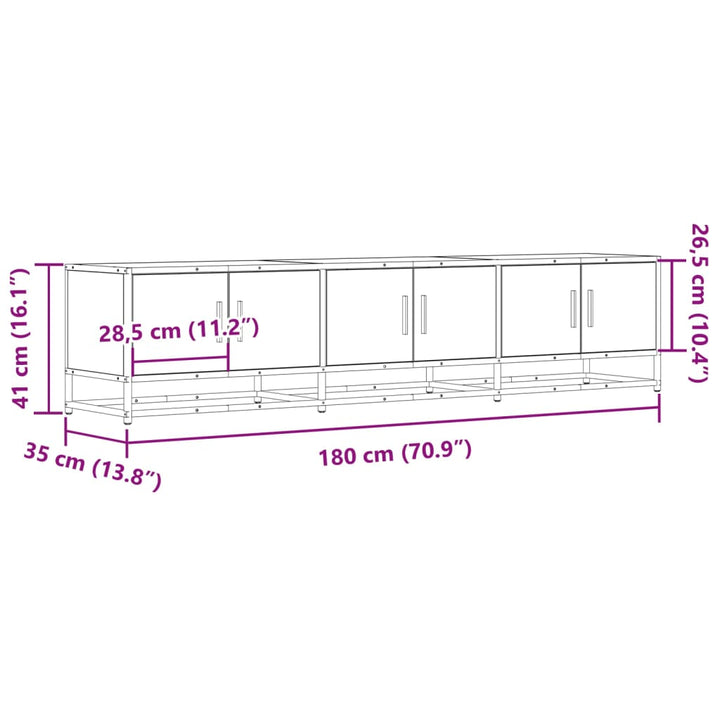 tv-bord 180x35x41 cm konstrueret træ sonoma-eg