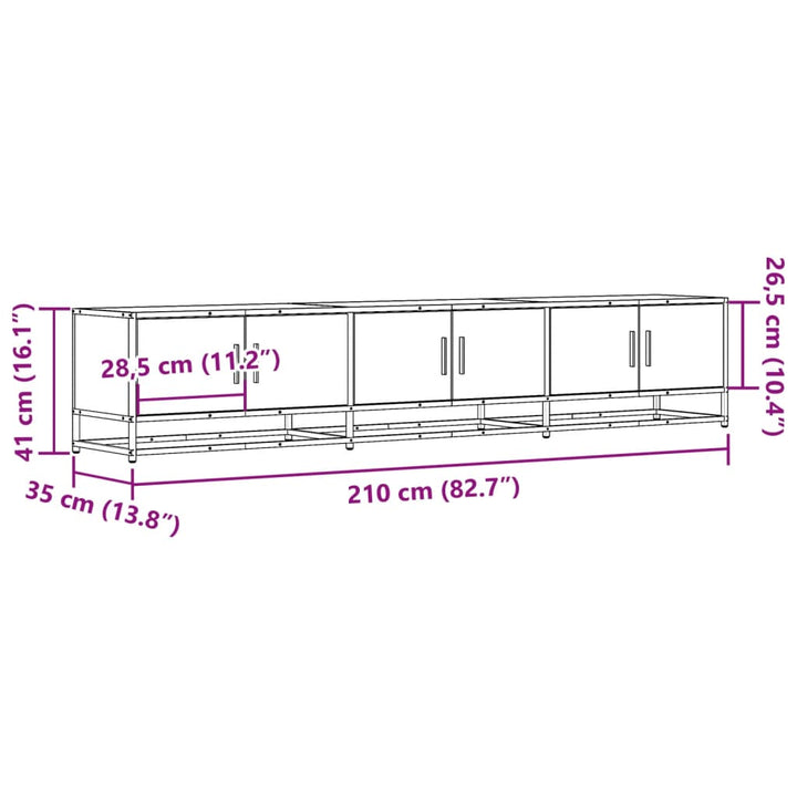 tv-bord 210x35x41 cm konstrueret træ sonoma-eg
