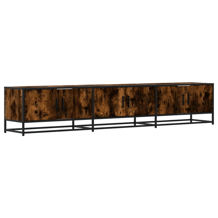 tv-bord 210x35x41 cm konstrueret træ røget egetræsfarve