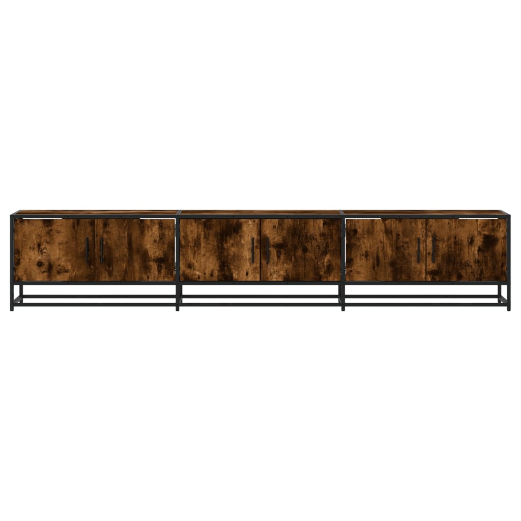 tv-bord 210x35x41 cm konstrueret træ røget egetræsfarve