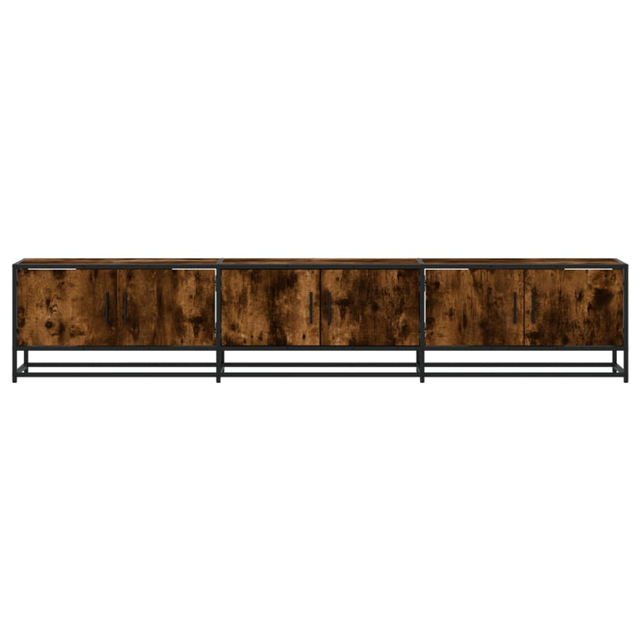 tv-bord 210x35x41 cm konstrueret træ røget egetræsfarve
