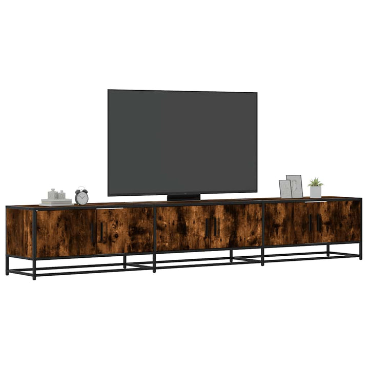 tv-bord 240x35x41 cm konstrueret træ røget egetræsfarve