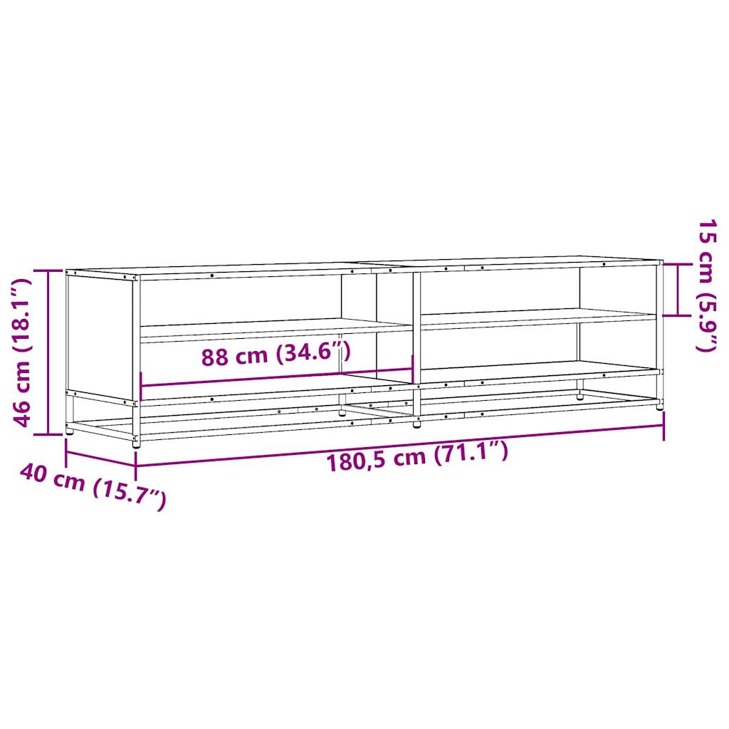 tv-bord 180,5x40x46 cm konstrueret træ sonoma-eg