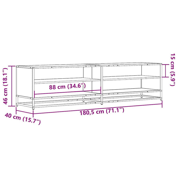 tv-bord 180,5x40x46 cm konstrueret træ sonoma-eg