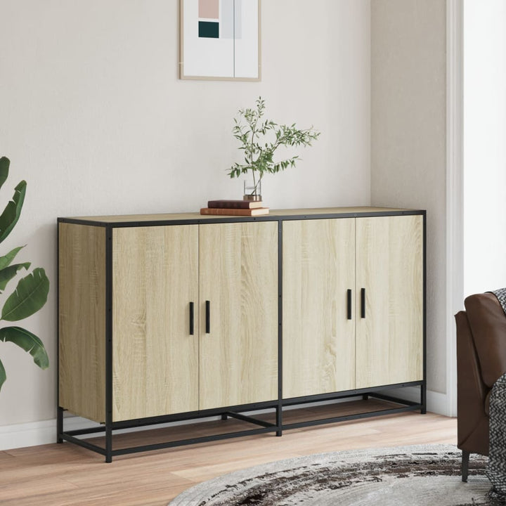 skænk 134x35x76 cm konstrueret træ sonoma-eg