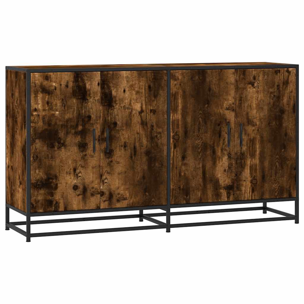 skænk 134x35x76 cm konstrueret træ røget egetræsfarve