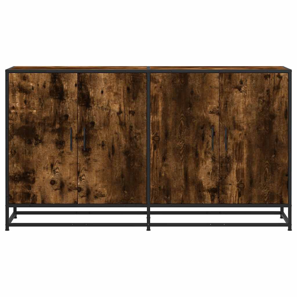 skænk 134x35x76 cm konstrueret træ røget egetræsfarve