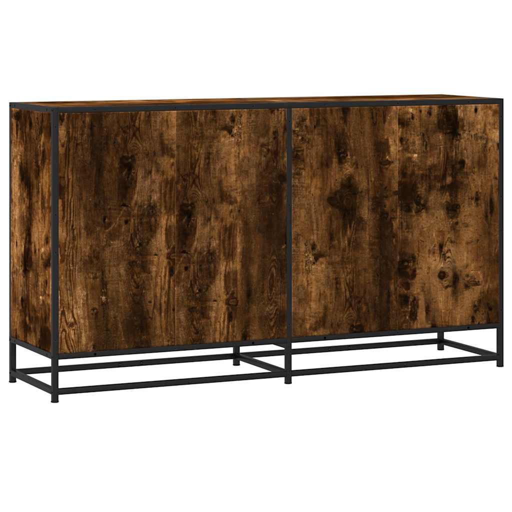 skænk 134x35x76 cm konstrueret træ røget egetræsfarve