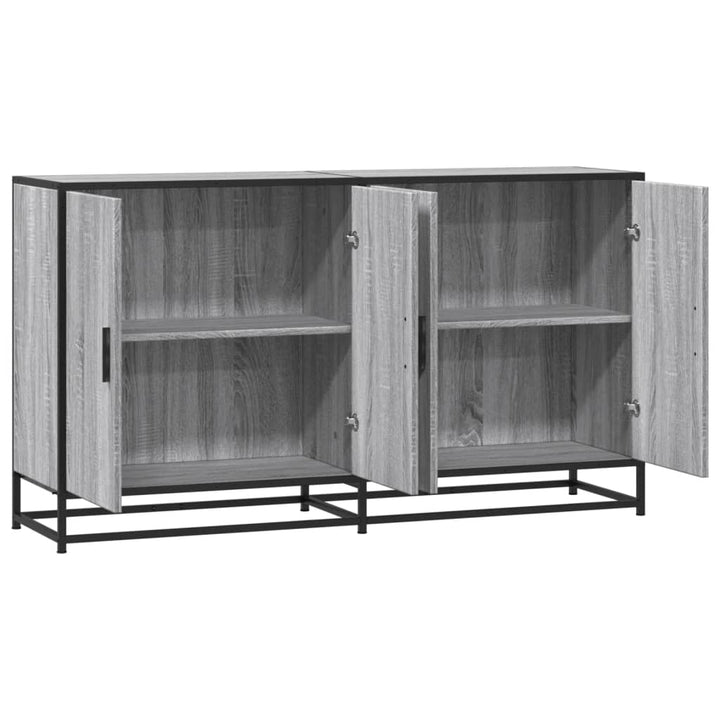 skænk 134x35x76 cm konstrueret træ grå sonoma-eg