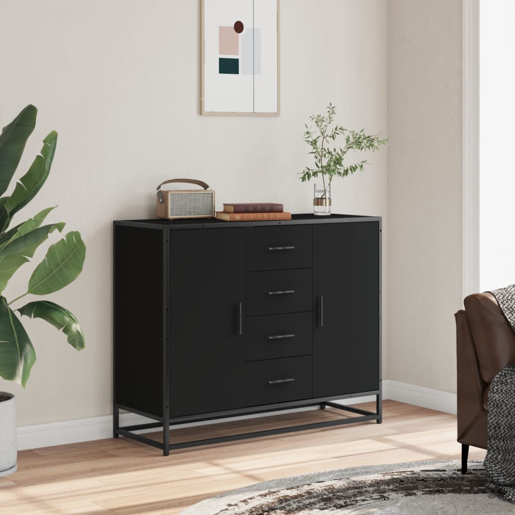 skænk 92x35x76 cm konstrueret træ sort