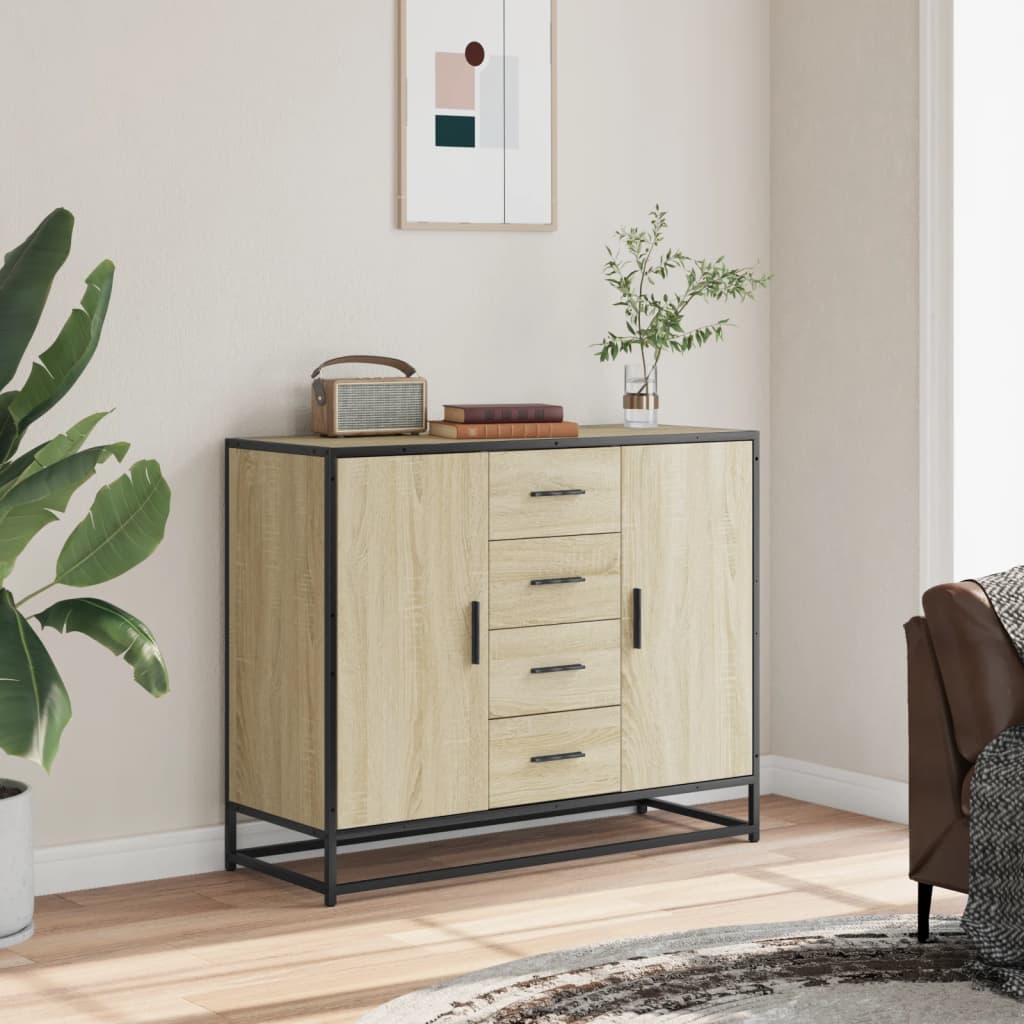 skab 92x35x76 cm konstrueret træ røget egetræsfarve