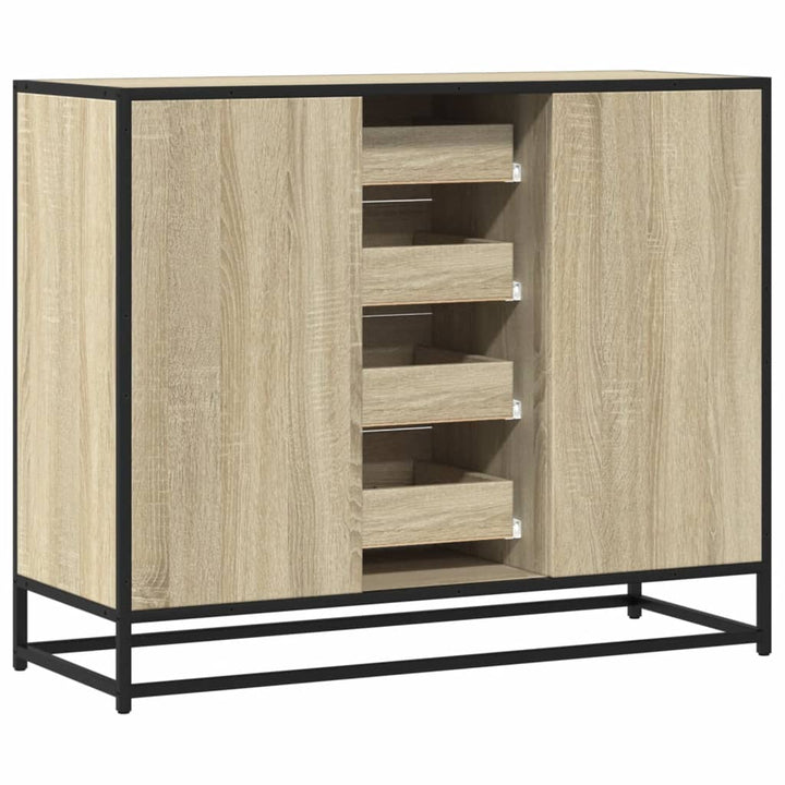 skab 92x35x76 cm konstrueret træ røget egetræsfarve