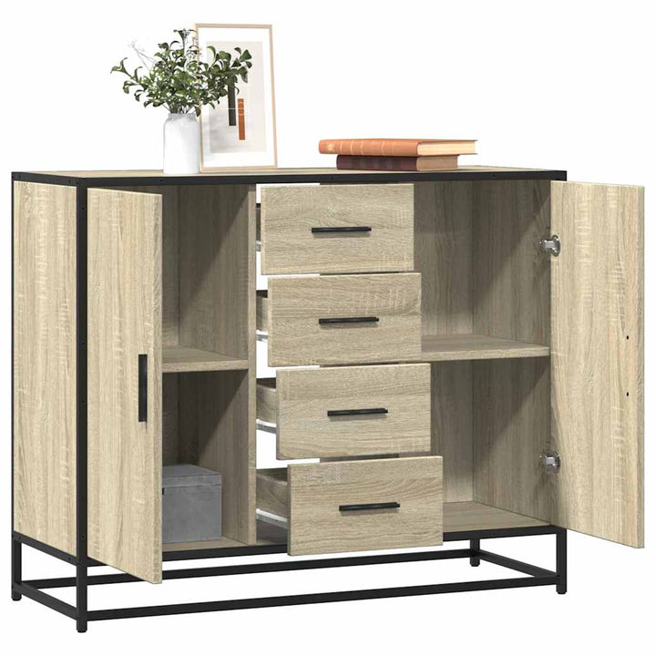 skab 92x35x76 cm konstrueret træ røget egetræsfarve