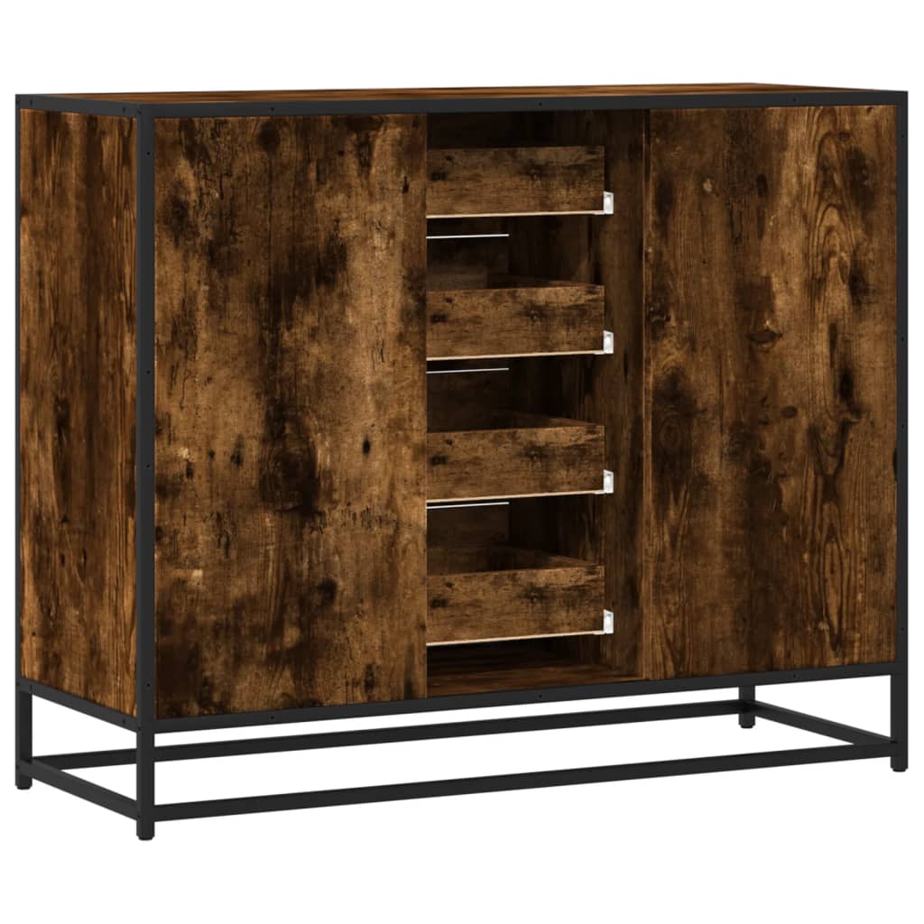 skænk 92x35x76 cm konstrueret træ røget egetræsfarve
