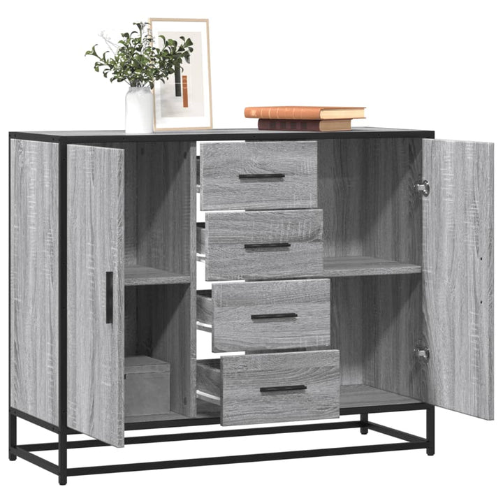 skænk 92x35x76 cm konstrueret træ grå sonoma-eg