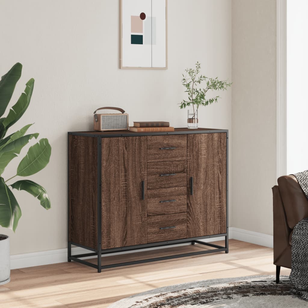 skænk 92x35x76 cm konstrueret træ brun egetræsfarve