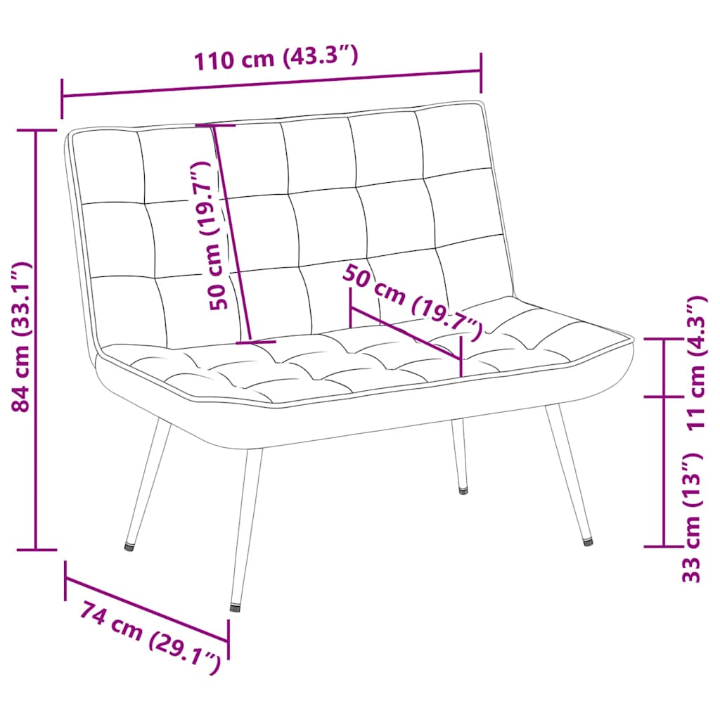 bænk 110x74x84 cm velour blå