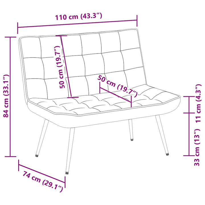 bænk 110x74x84 cm velour blå