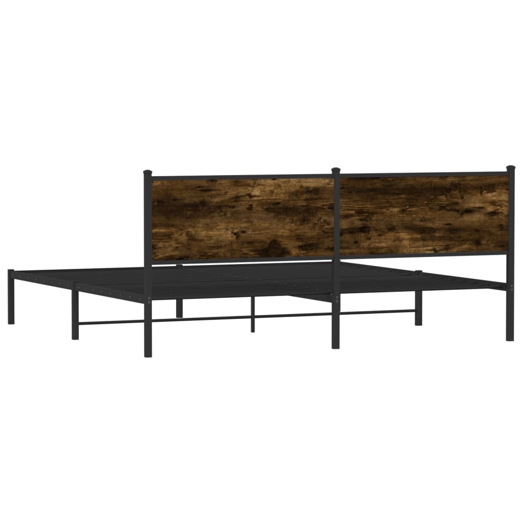 sengeramme uden madras 200x200 cm metal røget egetræsfarve