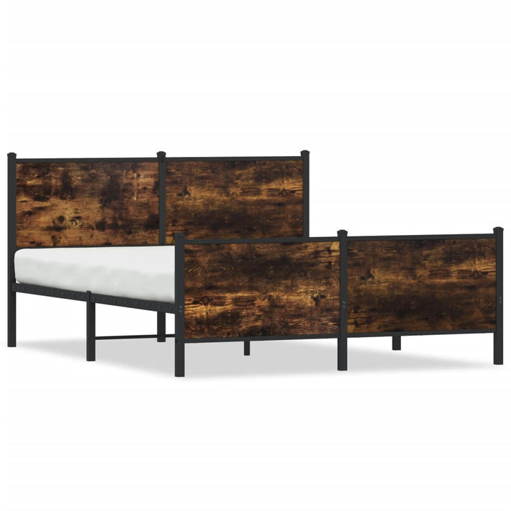 sengeramme uden madras 140x190 cm metal røget egetræsfarve