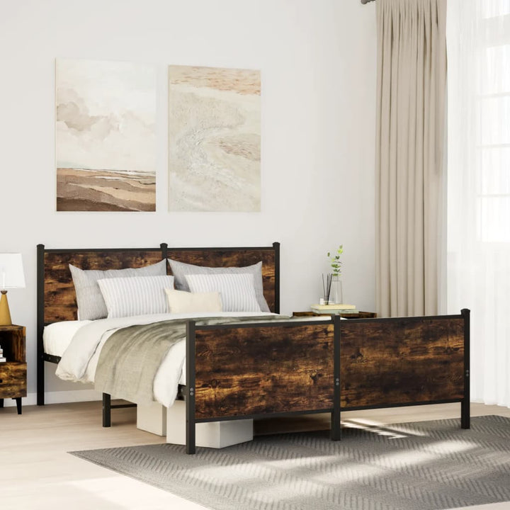 sengeramme uden madras 140x190 cm metal røget egetræsfarve